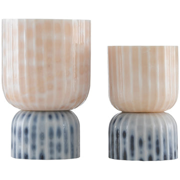 Currey and Company Palazzo Milky Glass Vases, 2-Piece Set