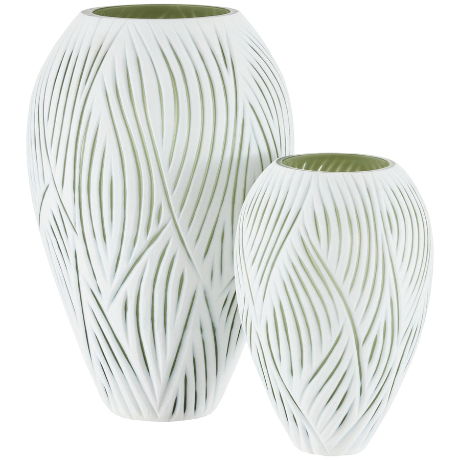 Currey and Company Patta Green Vase, 2-Piece Set