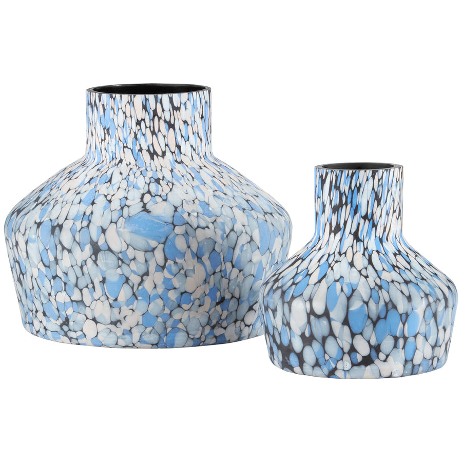 Currey and Company Niva Blue Confetti Vase, 2-Piece Set