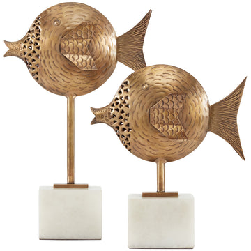 Currey and Company Cici Brass Fish, 2-Piece Set