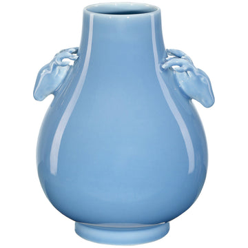 Currey and Company Sky Blue Deer Handles Vase