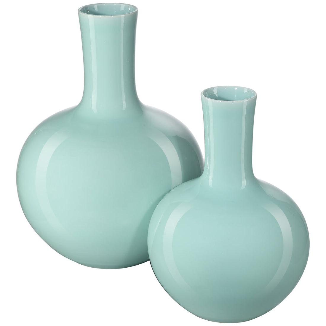 Currey and Company Celadon Small Green Straight Neck Vase