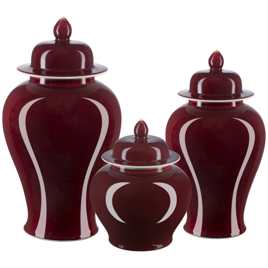 Currey and Company Oxblood Large Temple Jar