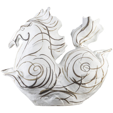 Currey and Company Jumping White Horse Sculpture