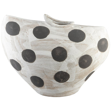 Currey and Company Dots Large White and Black Bowl