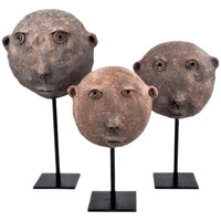 Currey and Company Terracotta Masks Sculpture, 3-Piece Set