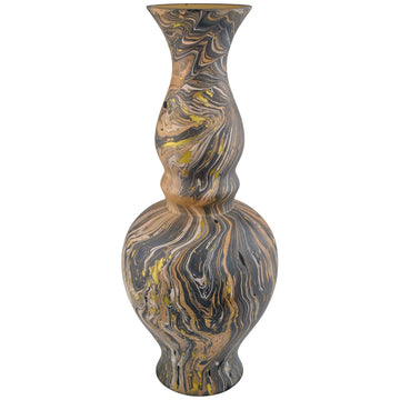 Currey and Company Brown Marbleized Double Gourd Vase