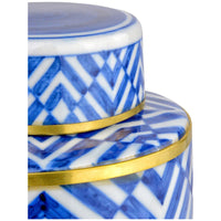 Currey and Company Blue and White Optical Tea Jar, 2-Piece Set