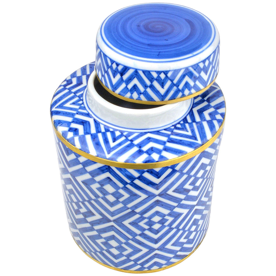 Currey and Company Blue and White Optical Small Tea Jar