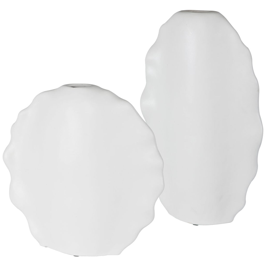 Uttermost Ruffled Feathers Modern White Vases, 2-Piece Set