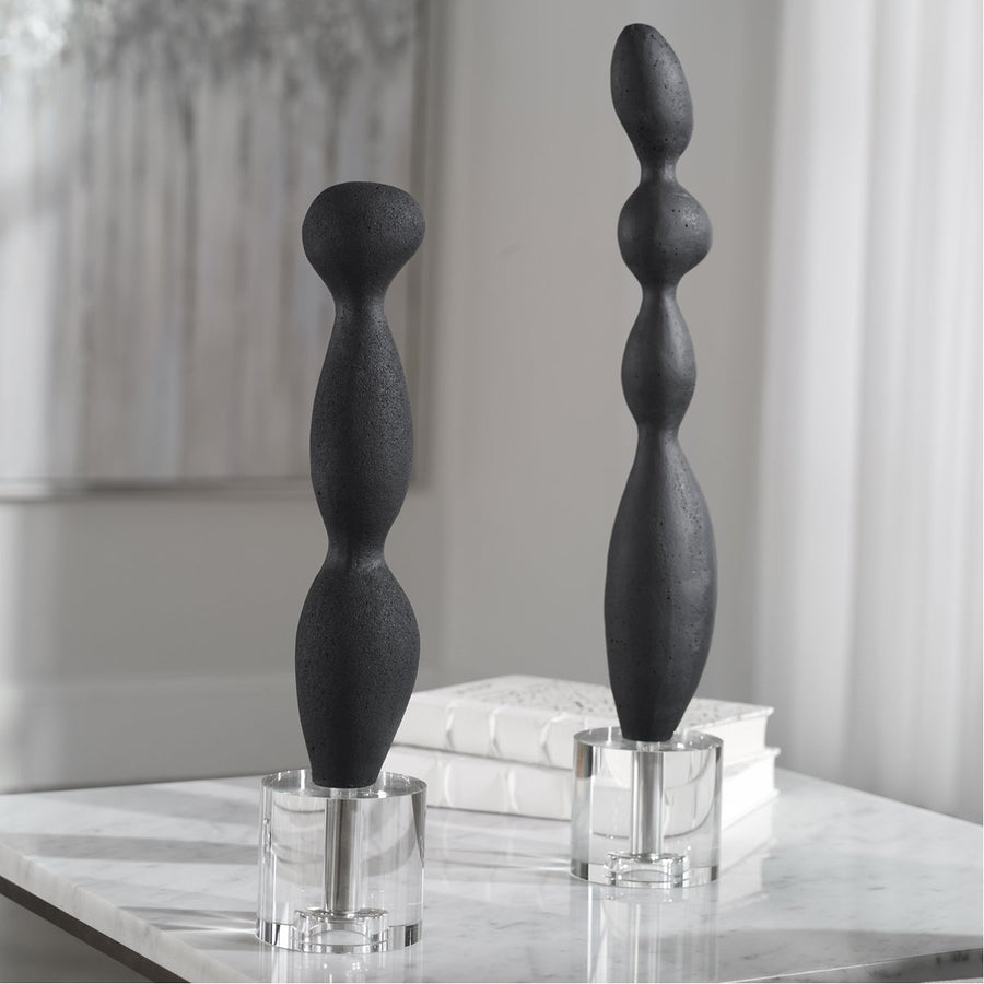 Uttermost Koa Black Marble Sculptures, 2-Piece Set
