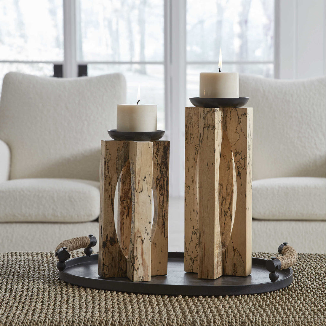 Uttermost Ilva Wood Candleholders, 2-Piece Set