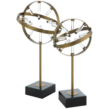 Uttermost Realm Spherical Brass Sculptures, 2-Piece Set