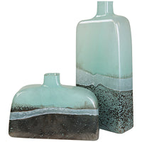 Uttermost Fuze Aqua & Bronze Vases, 2-Piece Set