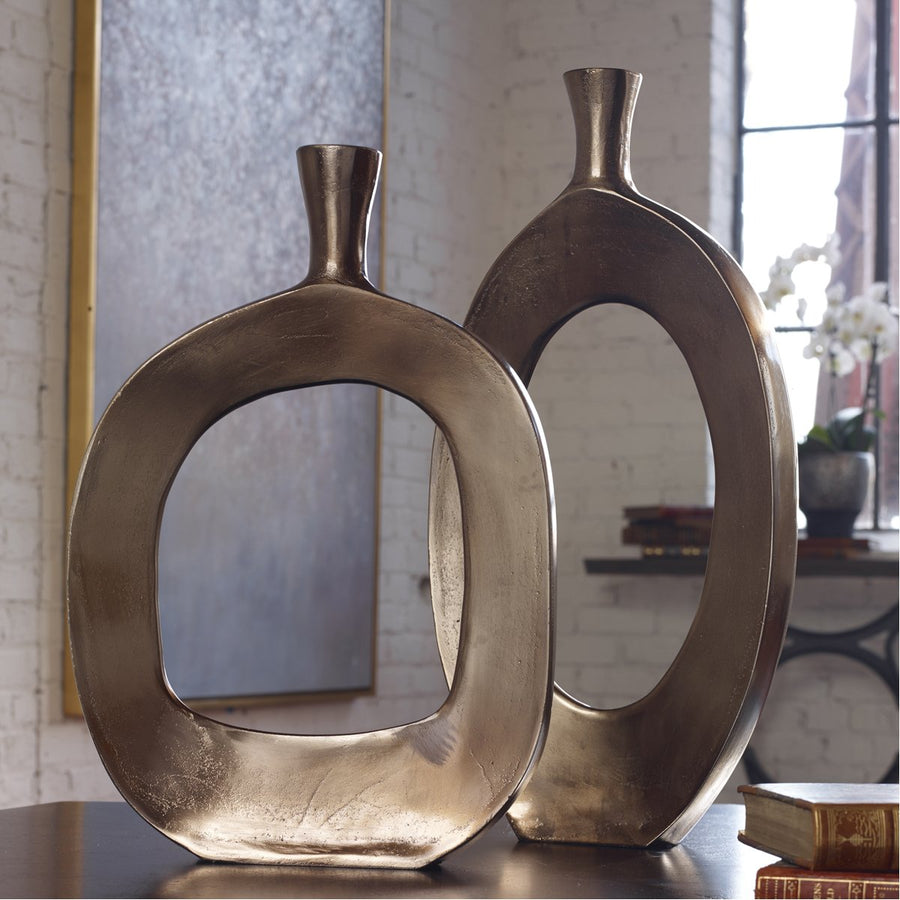 Uttermost Kyler Textured Bronze Vases, 2-Piece Set