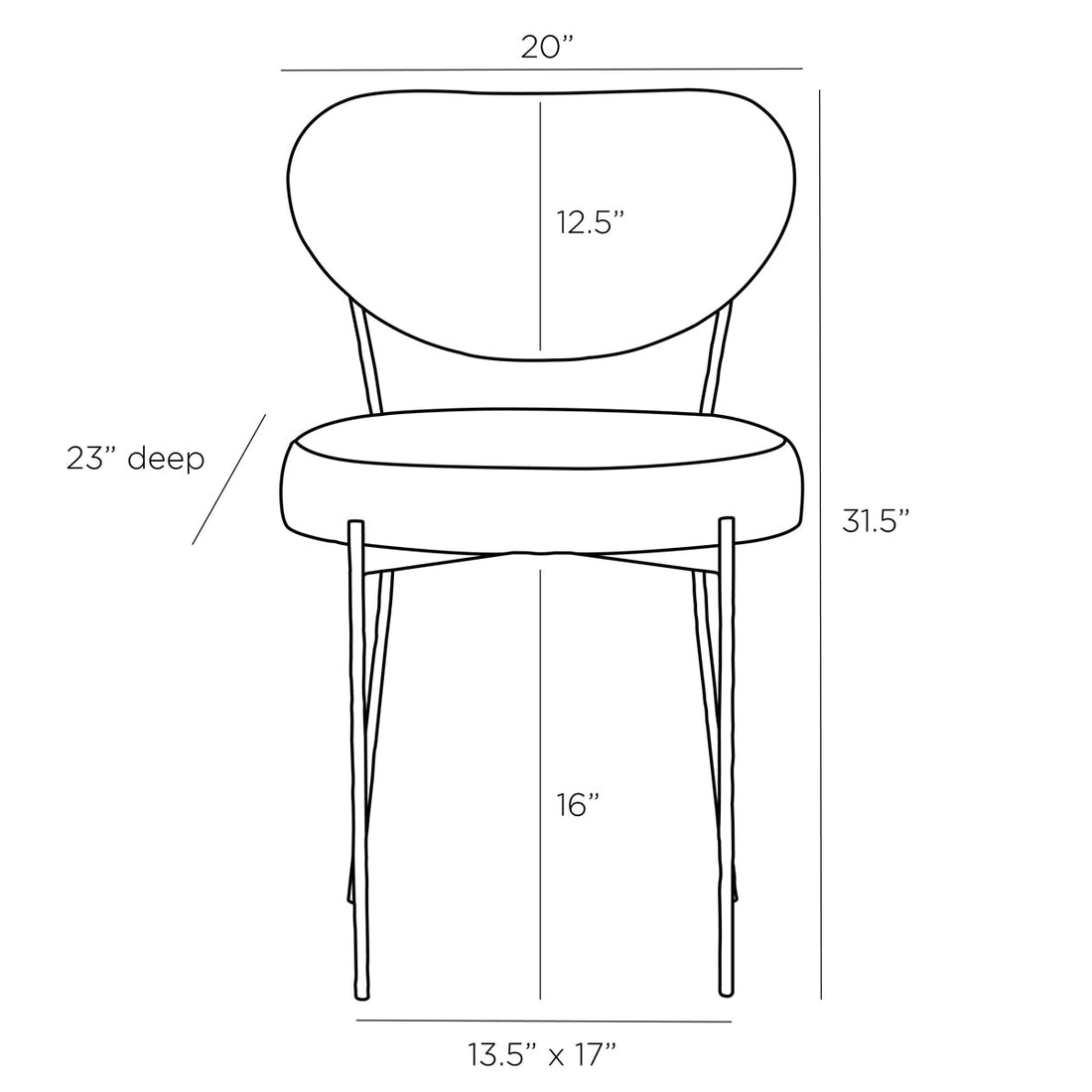 Arteriors Neymar Dining Chair - Graphite Leather