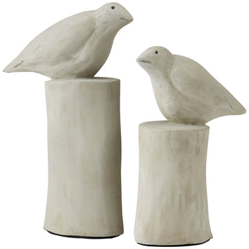 Currey and Company Concrete Birds Sculpture, 2-Piece Set