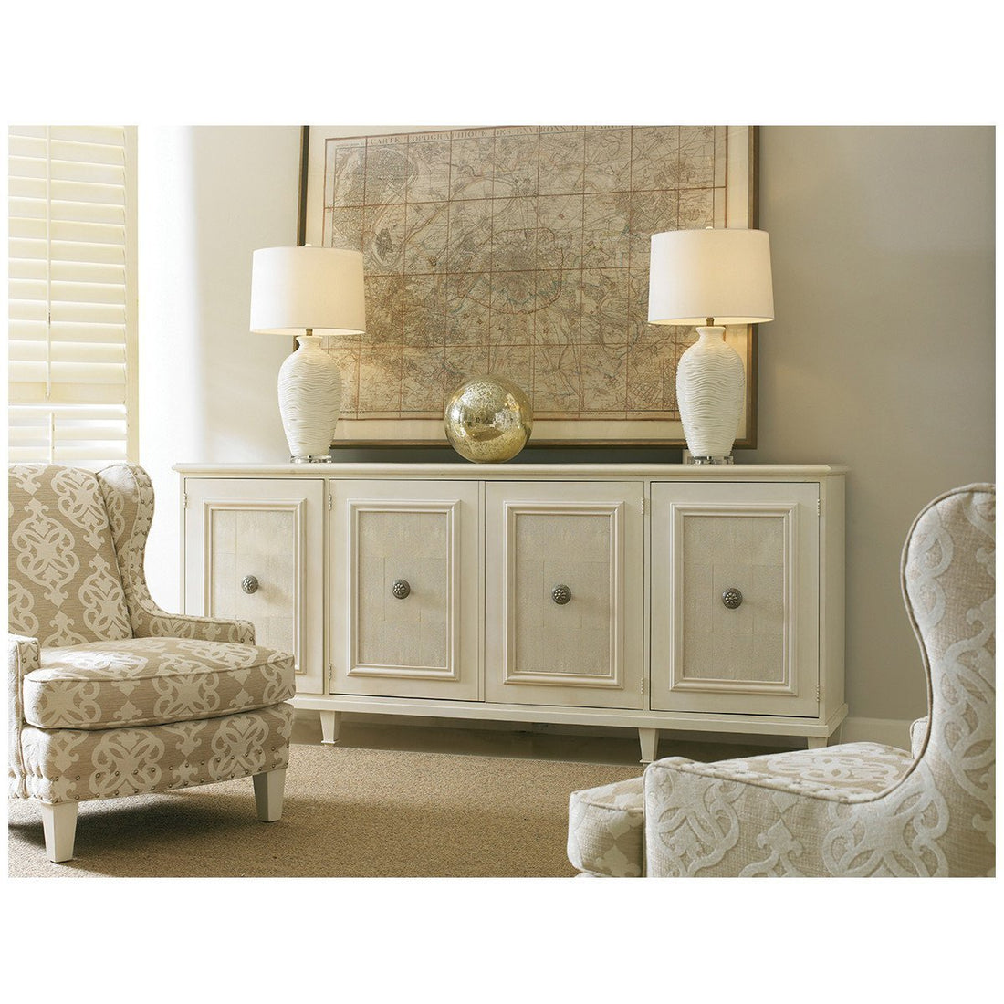CTH Sherrill Occasional Naples Door Cabinet with Ivory Shagreen