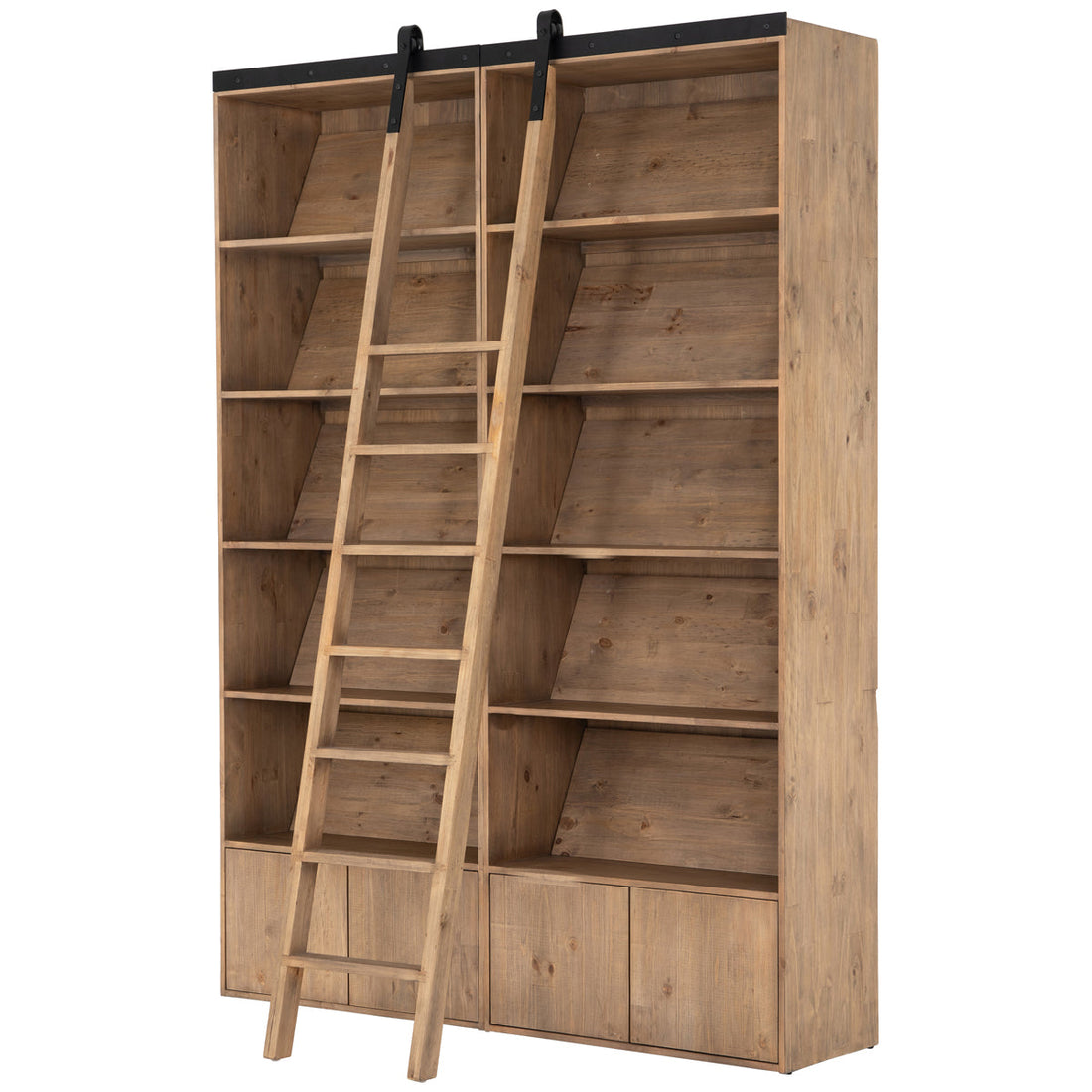 Four Hands Haiden Bane Double Bookshelf with Ladder