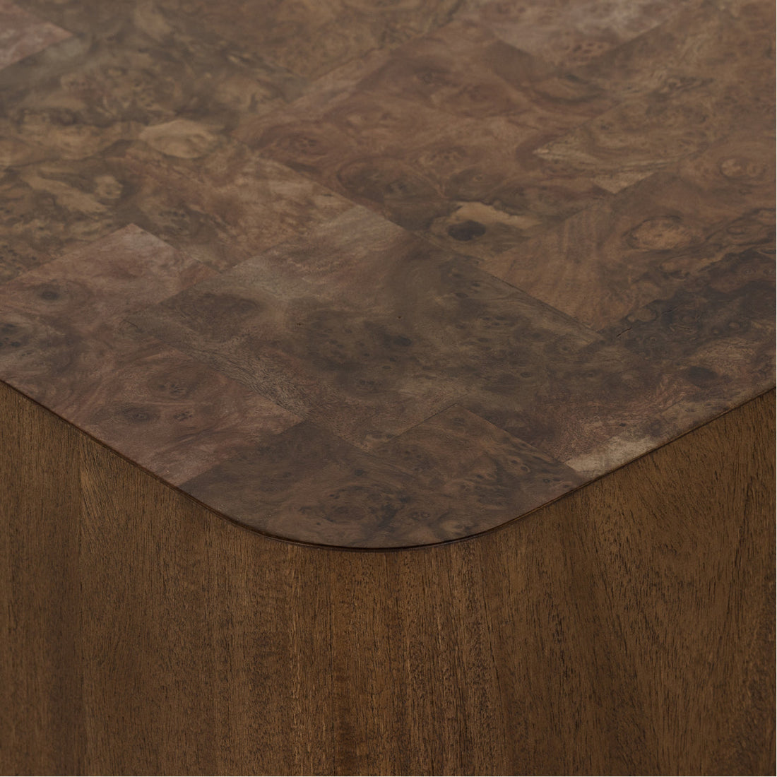 Four Hands Wesson Blanco End Table - Warm Umber Burl