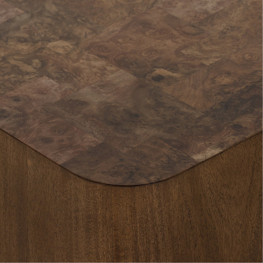 Four Hands Wesson Blanco End Table - Warm Umber Burl