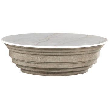 Four Hands Hughes Caldwell Stone Coffee Table - White Marble