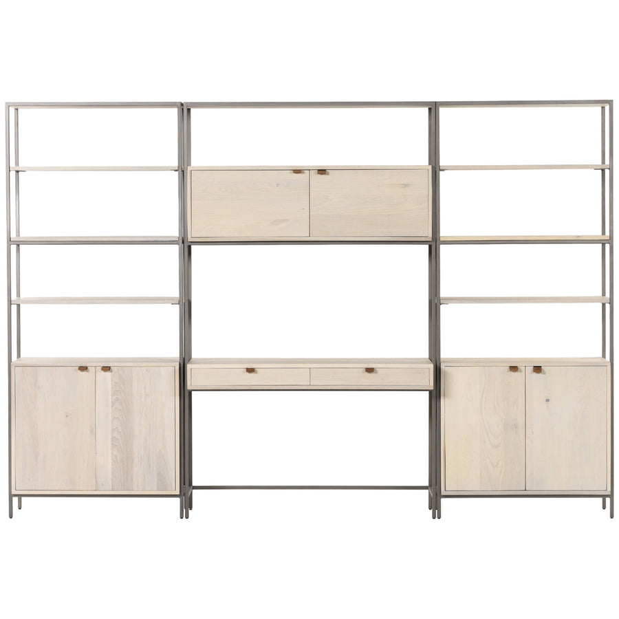 Four Hands Fulton Trey Modular Wall Desk with 2-Piece Bookcase - Dove