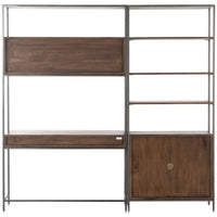 Four Hands Fulton Trey Modular Wall Desk with 1 Bookcase
