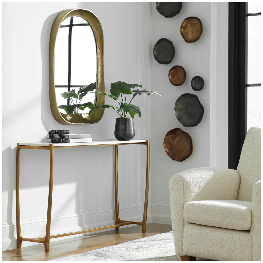 Uttermost Affinity White Marble Console Table