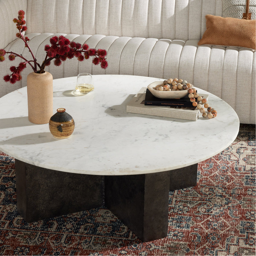 Four Hands Marlow Terrell Round Coffee Table - Polished White