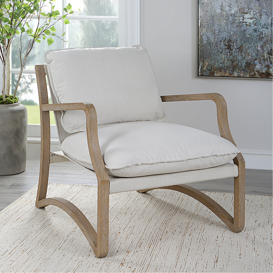 Uttermost Melora Solid Oak Accent Chair