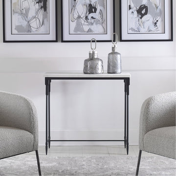 Uttermost Bourges White Marble Console Table