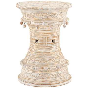 Currey and Company Bavi Whitewash Accent Table