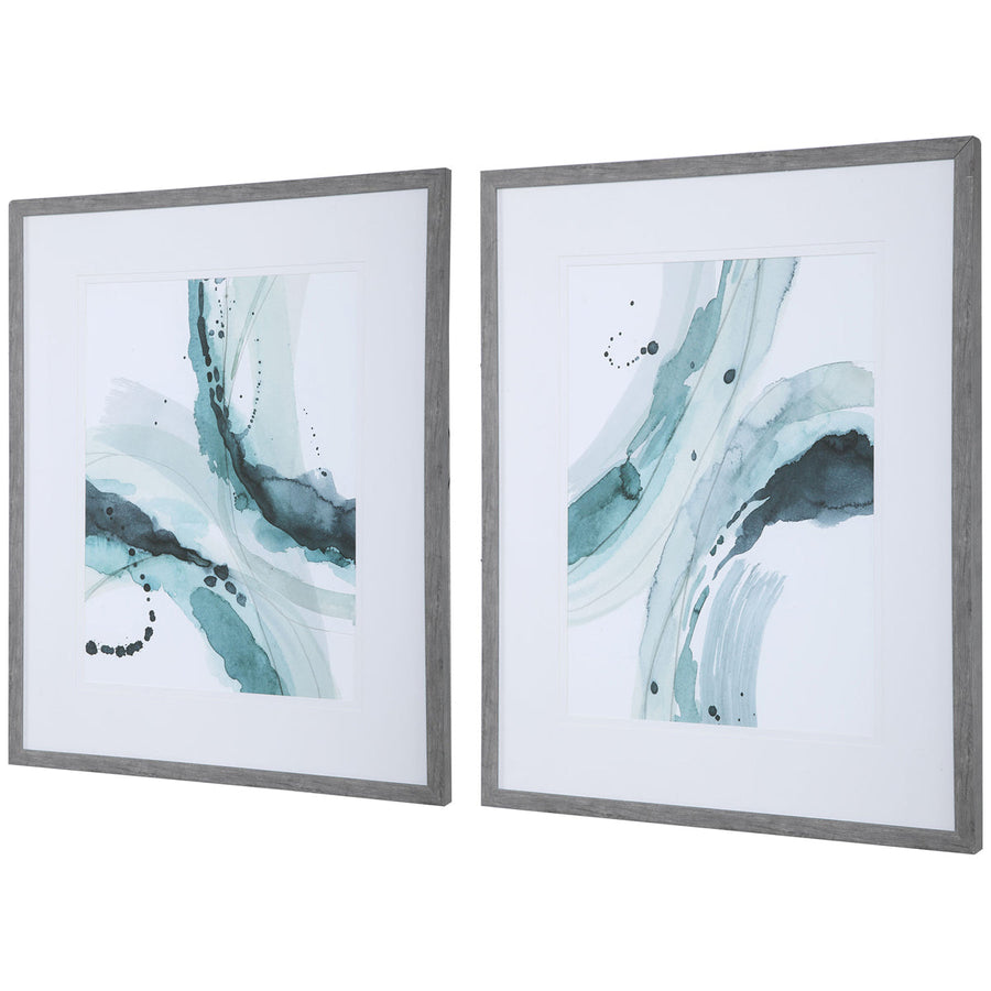 Uttermost Depth Abstract Watercolor Prints, Set of 2