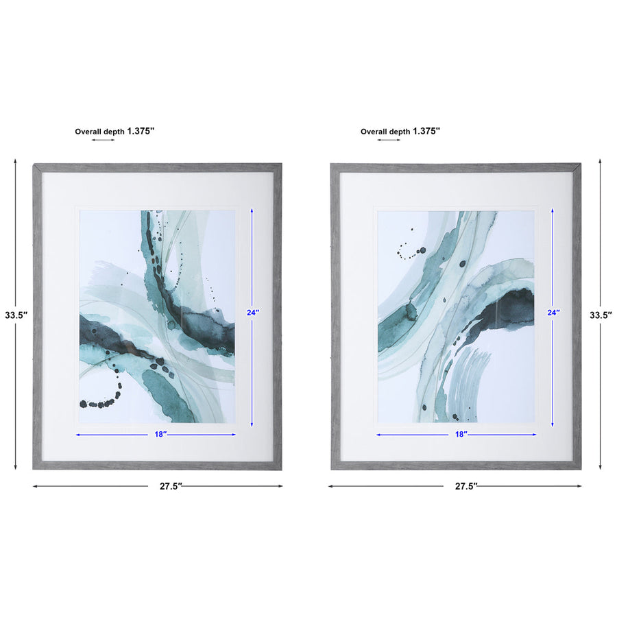 Uttermost Depth Abstract Watercolor Prints, Set of 2