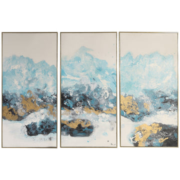 Uttermost Crashing Waves Abstract Art, Set of 3