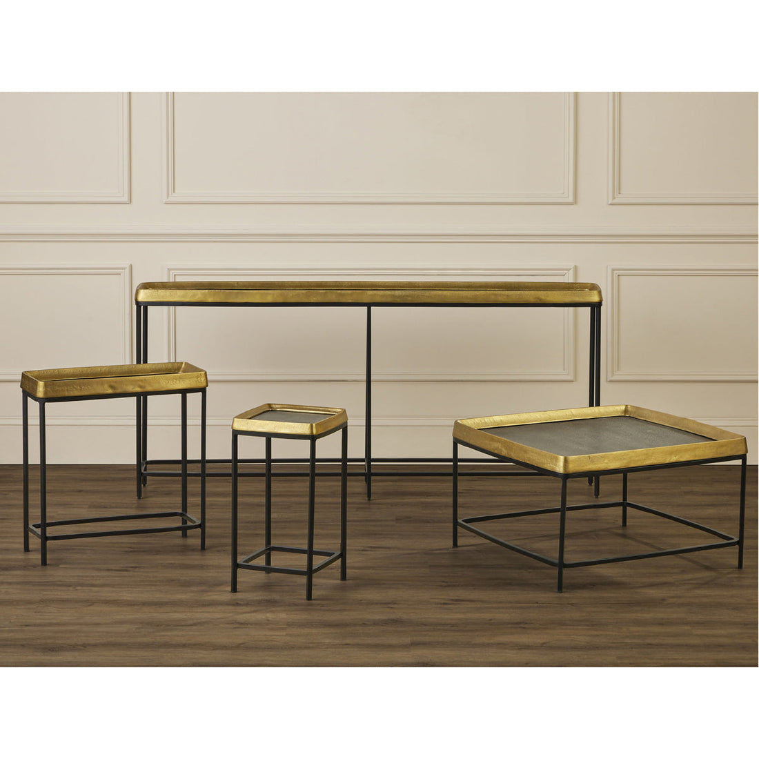 Currey and Company Tanay Brass Console Table