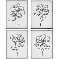 Uttermost Bloom Black White Framed Prints, Set of 4