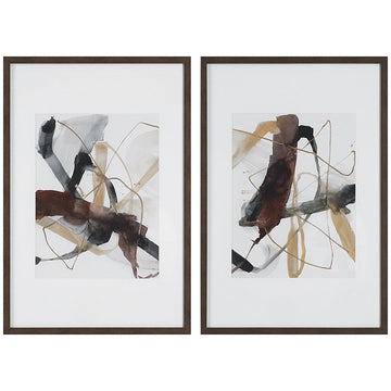 Uttermost Burgundy Interjection Abstract Prints, Set of 2