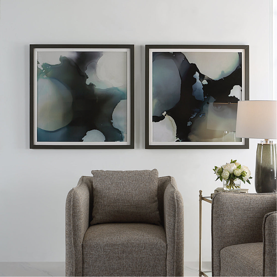 Uttermost Telescopic Abstract Framed Prints, Set of 2