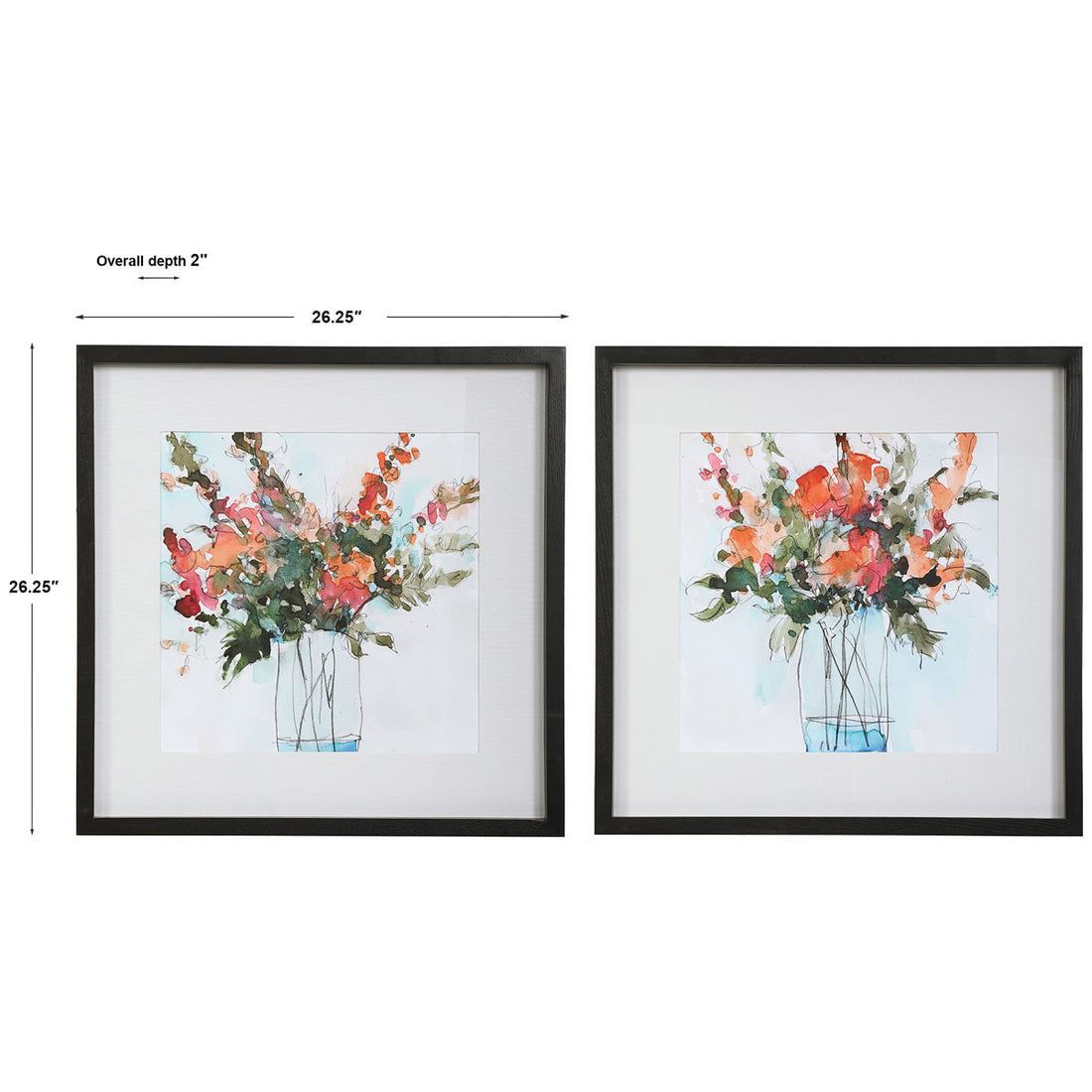 Uttermost Fresh Flowers Watercolor Prints, Set of 2