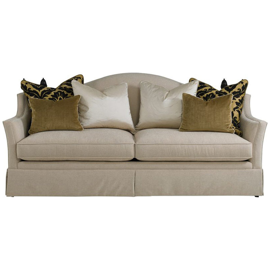 Hickory White Walnut Sofa in Gold Fabric