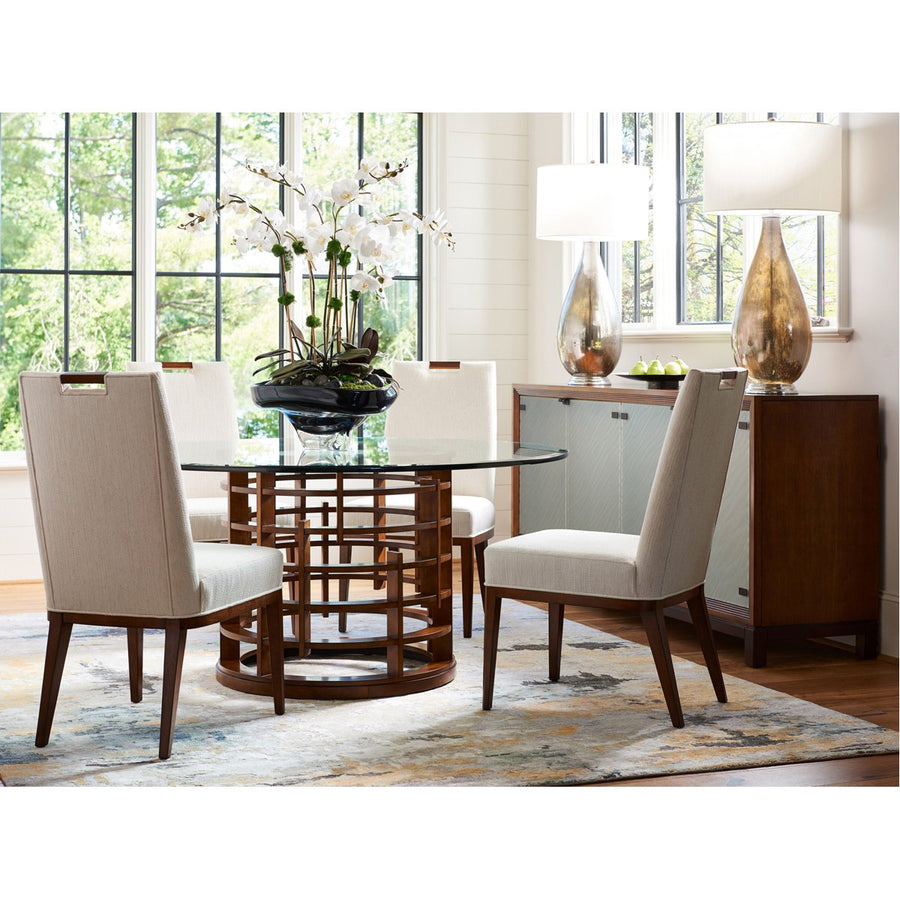Tommy Bahama Island Fusion Meridien Round Dining Table with Glass Top