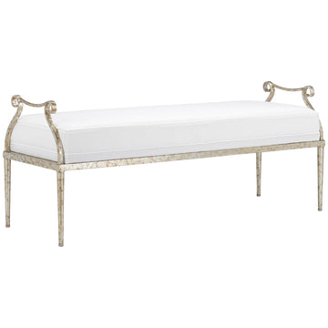 Currey and Company Genevieve Silver Bench, Muslin