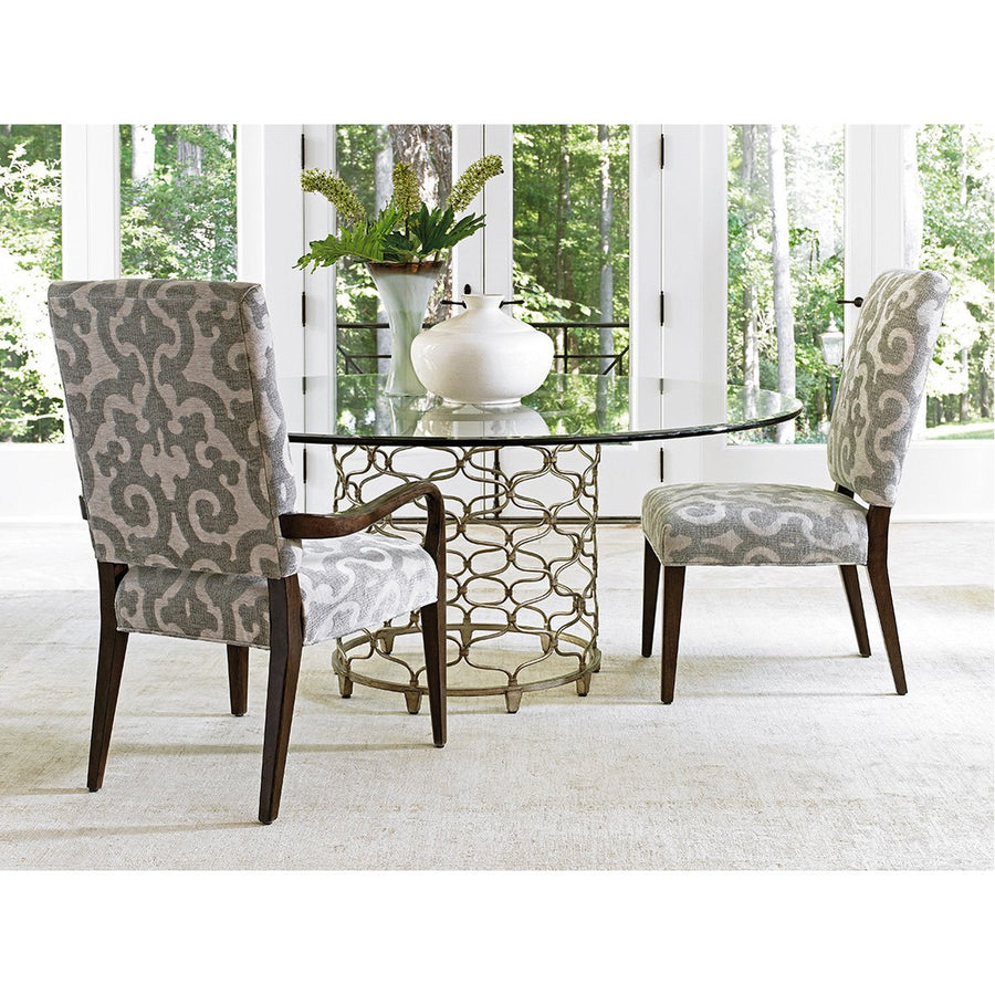 Lexington Laurel Canyon Bollinger Round Dining Table with Glass Top