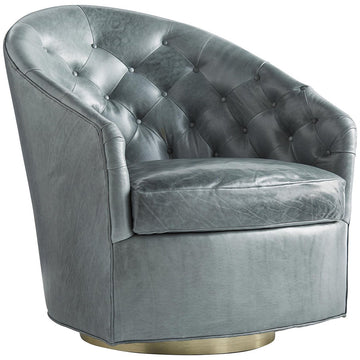 Arteriors Capri Leather Swivel Chair - Champagne/Juniper