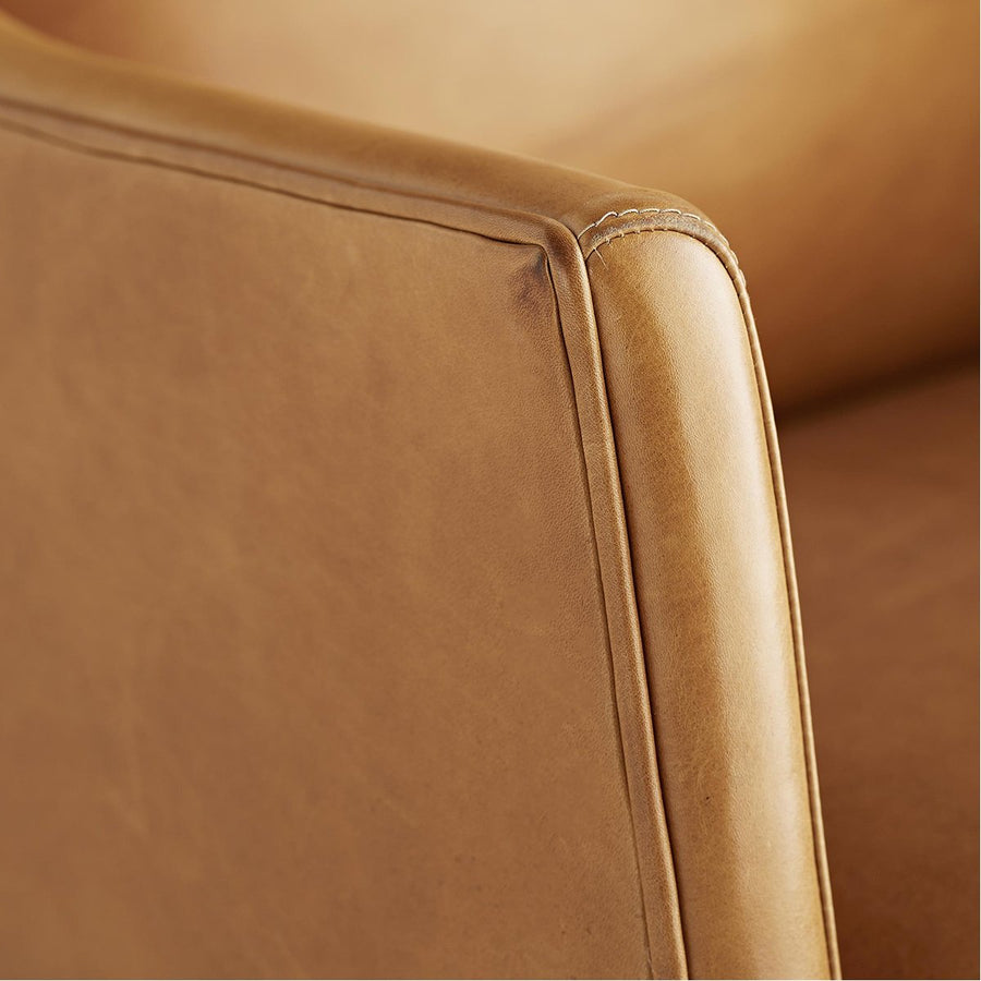 Arteriors Budelli Leather Wing Chair - Cognac/Dark Walnut