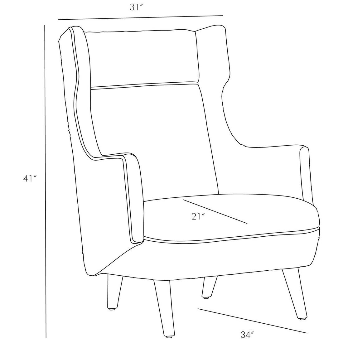 Arteriors Budelli Leather Wing Chair - Cognac/Dark Walnut