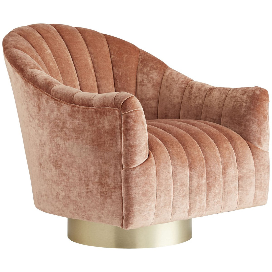 Arteriors Springsteen Swivel Chair, Dusty Rose Velvet