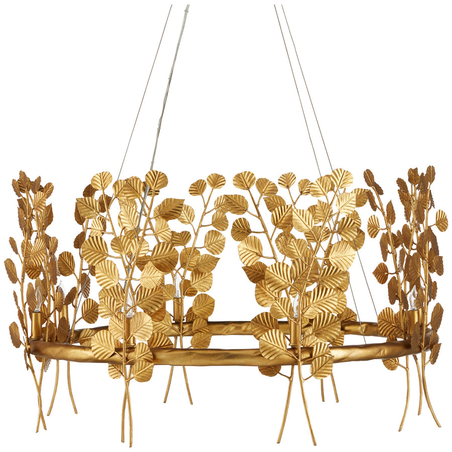 Currey and Company Golden Eucalyptus Round Chandelier